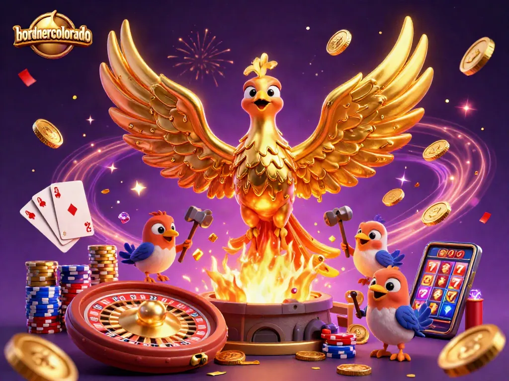 Experience the excitement at bordnercolorado with a vibrant 3D casino illustration featuring a phoenix of gold.