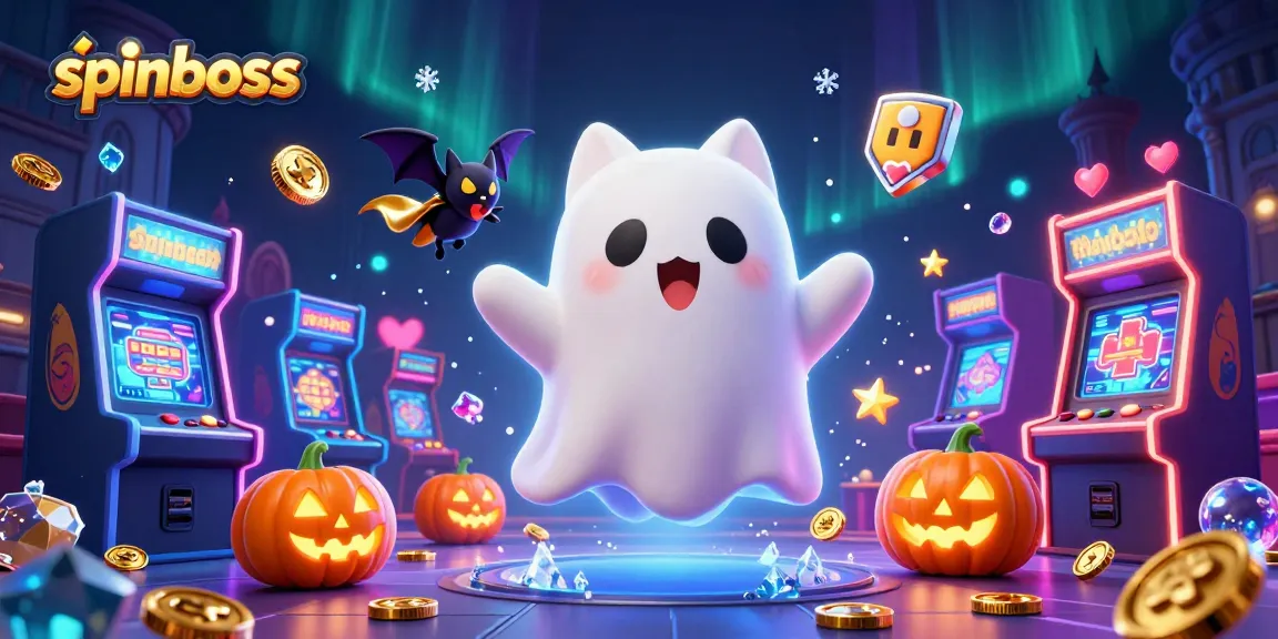 Spinboss unleashes engaging fun with vibrant ghost cats and glowing gaming elements in casino.