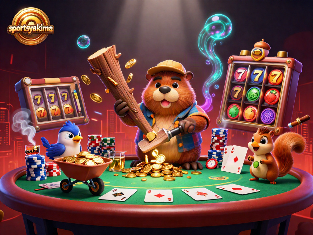Experience the thrill of sportsyakima with charming characters in a dynamic casino scene filled with gaming excitement.