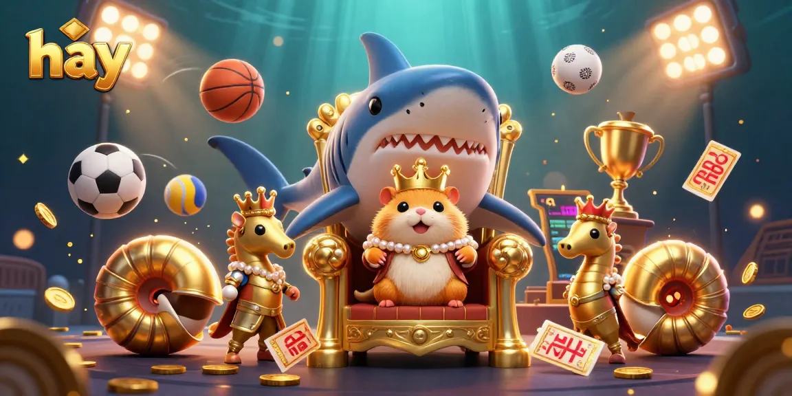 Experience excitement with hay's festive casino scene featuring vibrant characters and sports elements.